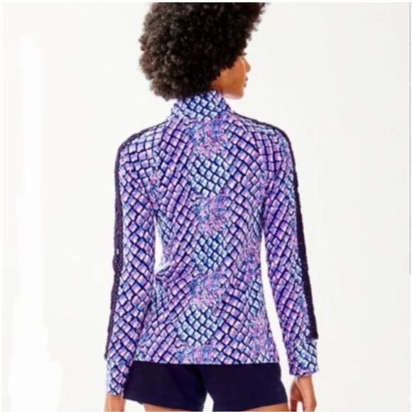 Lilly Pulitzer Skipper Royal Purple Popover 1/2 Zip Sweatshirt Top - Picture 3 of 10